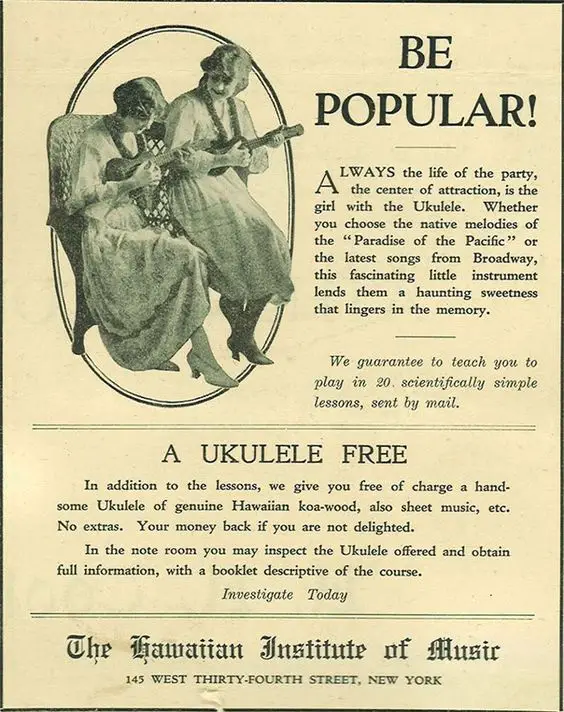 An Old Ukulele Lessons Advertisement