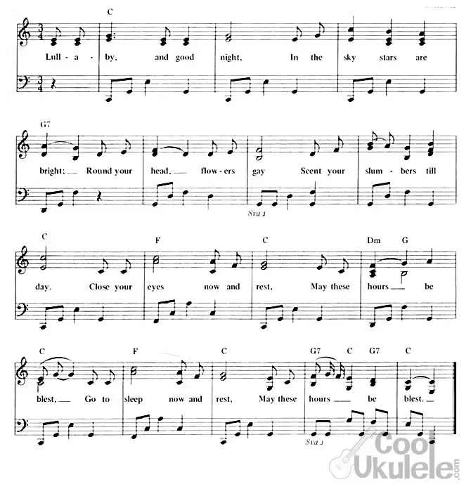 Brahms' lullaby chords and lyrics ukulele
