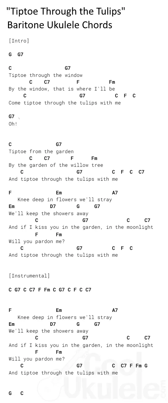 "Tiptoe Through the Tulips" Ukulele Chords TINY TIM