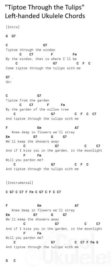 "Tiptoe Through the Tulips" Ukulele Chords TINY TIM